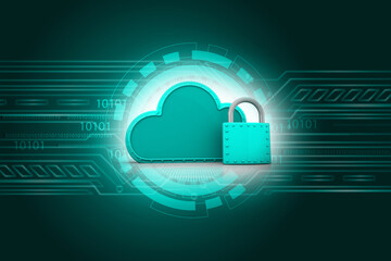 Poster - Cloud computing security concept. 3d illustration..