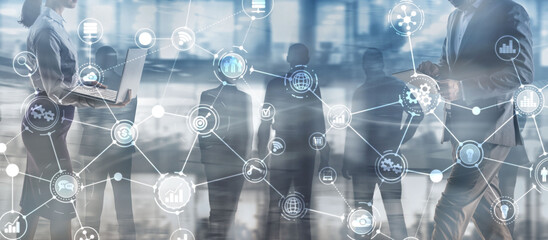 Workflow organisation structure on virtual screen. Business structure