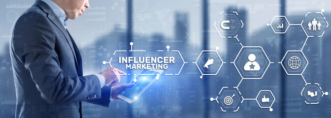 Wall Mural - Influencer Social marketing concept. Business Internet Technology