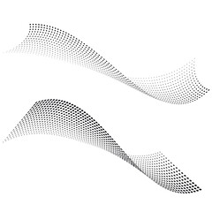 Poster - Wave halftone dots. Abstract twisted dot shapes.