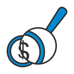 Sticker - Magnifying Over Coins Stack Icon