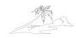 © dhtgstockphoto - sea beach coconut tree scenes one line drawing illustration