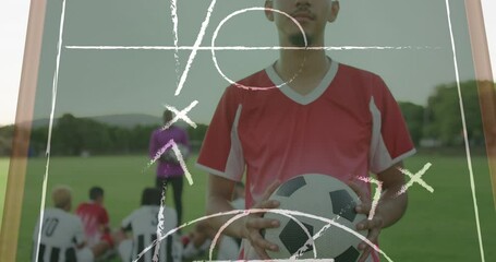 Sticker - Animation of game plans over diverse football players