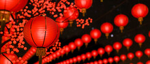 Beautiful Red Chinese Lantern Festival, Traditional Asian New Year Ornamental Festive Decoration