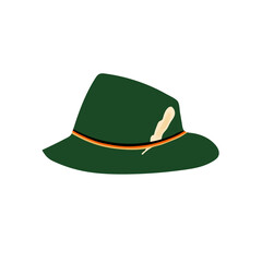 Green traditional hat illustration from oktoberfest isolated on white background