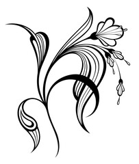 Wall Mural - vector vintage style hand drawn floral element