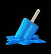 © Gustavo Andrade - blue melted popsicle ice cream on black background.