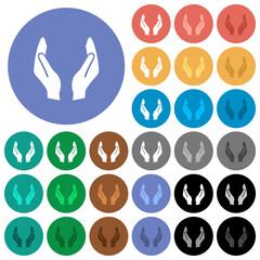 Poster - Empty protecting hands solid round flat multi colored icons