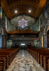 Wall Mural - interior view of the nave and organ in the Galway Cathedral