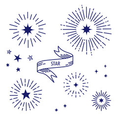 Wall Mural - hand drawn star illustration set