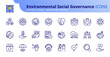 Simple set of outline icons about Environmental Social Governance.