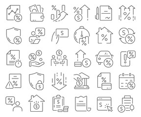 Poster - Credit and mortgage line icons collection. Thin outline icons pack. Vector illustration eps10