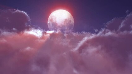 Wall Mural - dream fly in clouds and moon