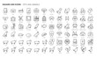 Pets and animals related, pixel perfect, editable stroke, up scalable square line vector icon set. 