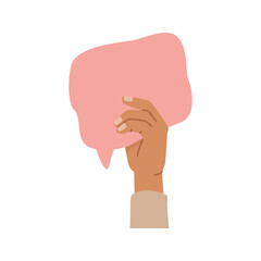 Aufkleber - People expressing different thoughts and opinions by raising placard, banner and thought bubble card. International character, hand showing blank paper. Vector in flat style illustration