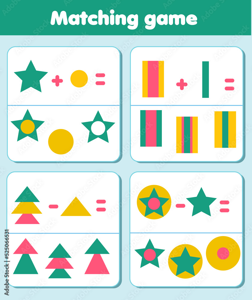 File Matching Logic Matching game. Educational children activity. Logic Activity for ...