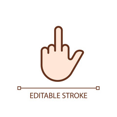 Poster - Middle finger pixel perfect RGB color icon. Obscene hand gesture. Offensive non verbal message. Isolated vector illustration. Simple filled line drawing. Editable stroke. Arial font used