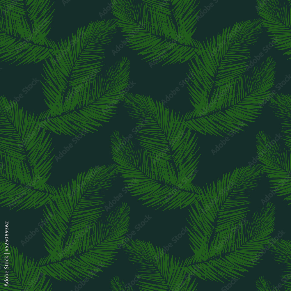 Tropical palm leaf Seamless vector illustration pattern background ...