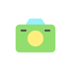 Sticker - Camera flat color ui icon. Digital and analogue. Photographic device. Instrument for making pictures. Simple filled element for mobile app. Colorful solid pictogram. Vector isolated RGB illustration