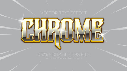 Poster - chrome editable text effect style, EPS editable chrome text effect