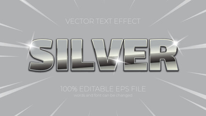 Poster - Silver editable text effect style, EPS editable silver text effect