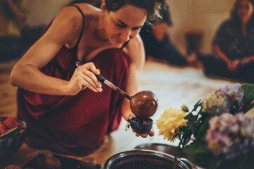 Sticker - Cacao ceremony, heart opening medicine. Ceremony space.