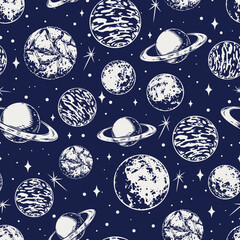 Wall Mural - space pattern seamless monochrome vintage