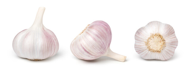 Wall Mural - Isolated garlic. Raw garlic isolated on white background, cut out