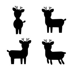 Wall Mural - Deer silhouette set. Vector illustration.