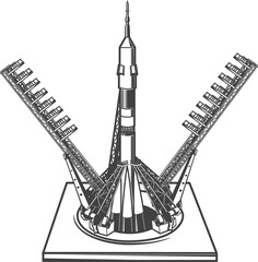 Poster - Starting space rocket isolated launching shuttle