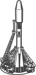 Poster - Spaceship taking off isolated launching rocket