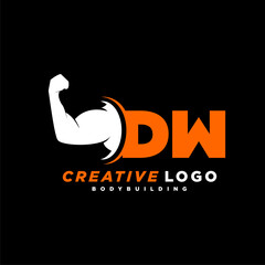 DW initial monogram for fitnes or gym logo with creative style design