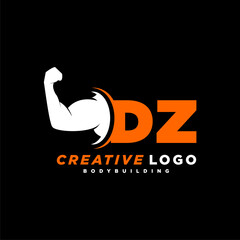 DZ initial monogram for fitnes or gym logo with creative style design