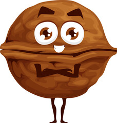 Wall Mural - Brown walnut in hard shell isolated emoticon face