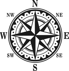 Sticker - Vector icon of marine nautical navigation compass