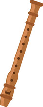 Wooden Flute Isolated Woodwind Musical Instrument