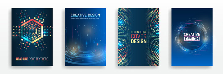 Wall Mural - Technology background design, booklet, leaflet, annual report layout. Science cover design for business presentation. Hi-tech brochure flyer template.
