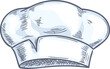 Baker, kitchener or chef cook hat isolated sketch