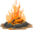 Campfire icon, hunting and camping vector