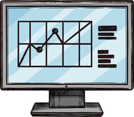 Aufkleber - Display of computer with charts