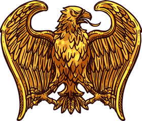 Poster - Heraldic gold eagle bird sketch