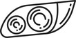 Car headlamp vector thin line icon. Automotive parts and vehicle headlight symbol