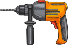 Electric Drill Sketch Icon, Repair Tool