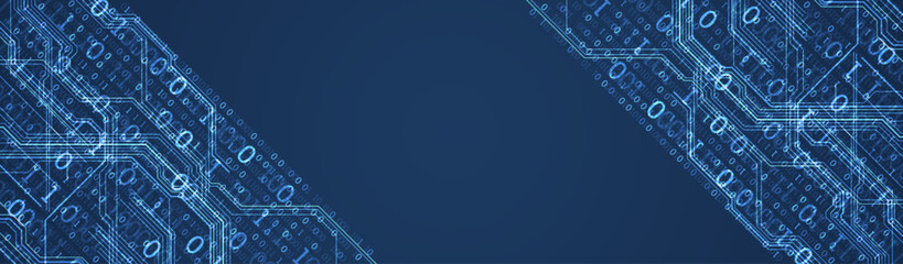 Abstract background on technological and scientific topics. Various techno details with using digital code. Vector format.