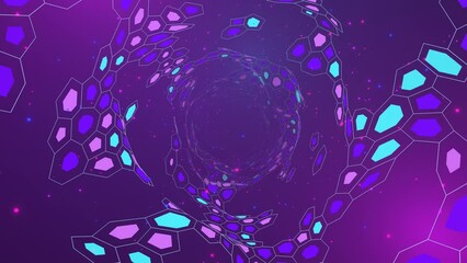 Wall Mural - Looped animation of the nanostructure of an atom. Nanotechnology and science concept. Honeycomb nanotube..