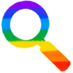 Search magnify glass pride rainbow symbol LGBTQ equality rights hand drawn illustration