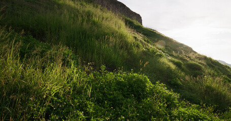 Poster - Mountain under sunlight in the evening