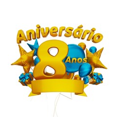 Aniverário de 8 anos brasil - 8 years anniversary brazil