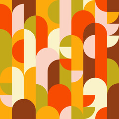 scandinavian style geometric design in a retro 1970s color palette. mid century modern seamless patt