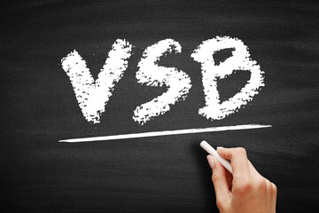 Aufkleber - vsb - very small business acronym, business concept on blackboard